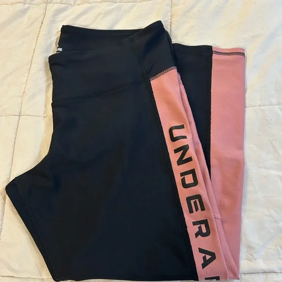 Under Armour Black and Pink Athletic Leggings - Picture 3 of 4
